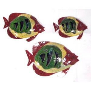 PMA-042    Painted Fish Set of 3 Lg11″ x 7″, Md. 9″ x 8″, Sm. 7″ x 4.5